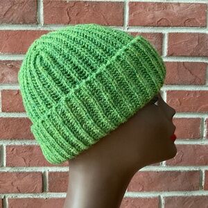 Bartlettyarns Since 1821 Wool Green Knit Cuffed Beanie O/S Made in U.S.A. NWOT